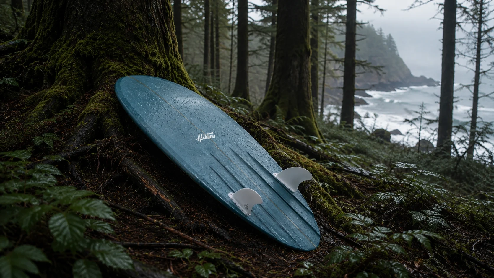 Planche Addiction Crest dans une forêt humide au bord du Pacifique